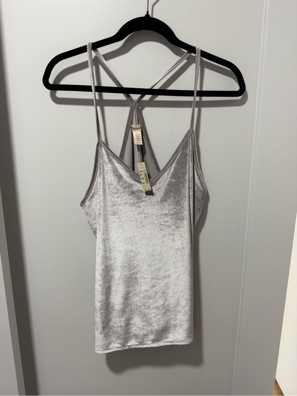 Madewell Silver Velvet Strappy Cami